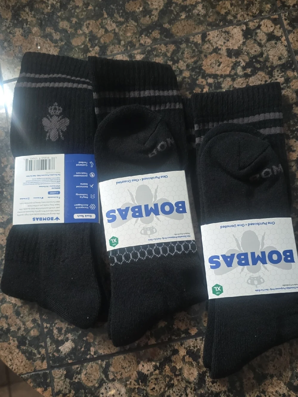 Bombas Men's Black Athletic Crew Socks - 3-Pack